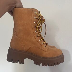 Dolce Vita Tan Lace-Up Combat Boots